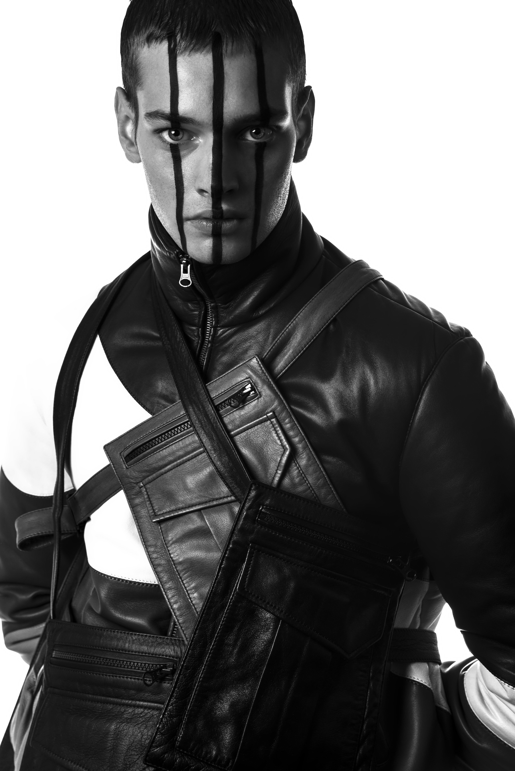 Line up, Line up fashion editorial - leather jacket