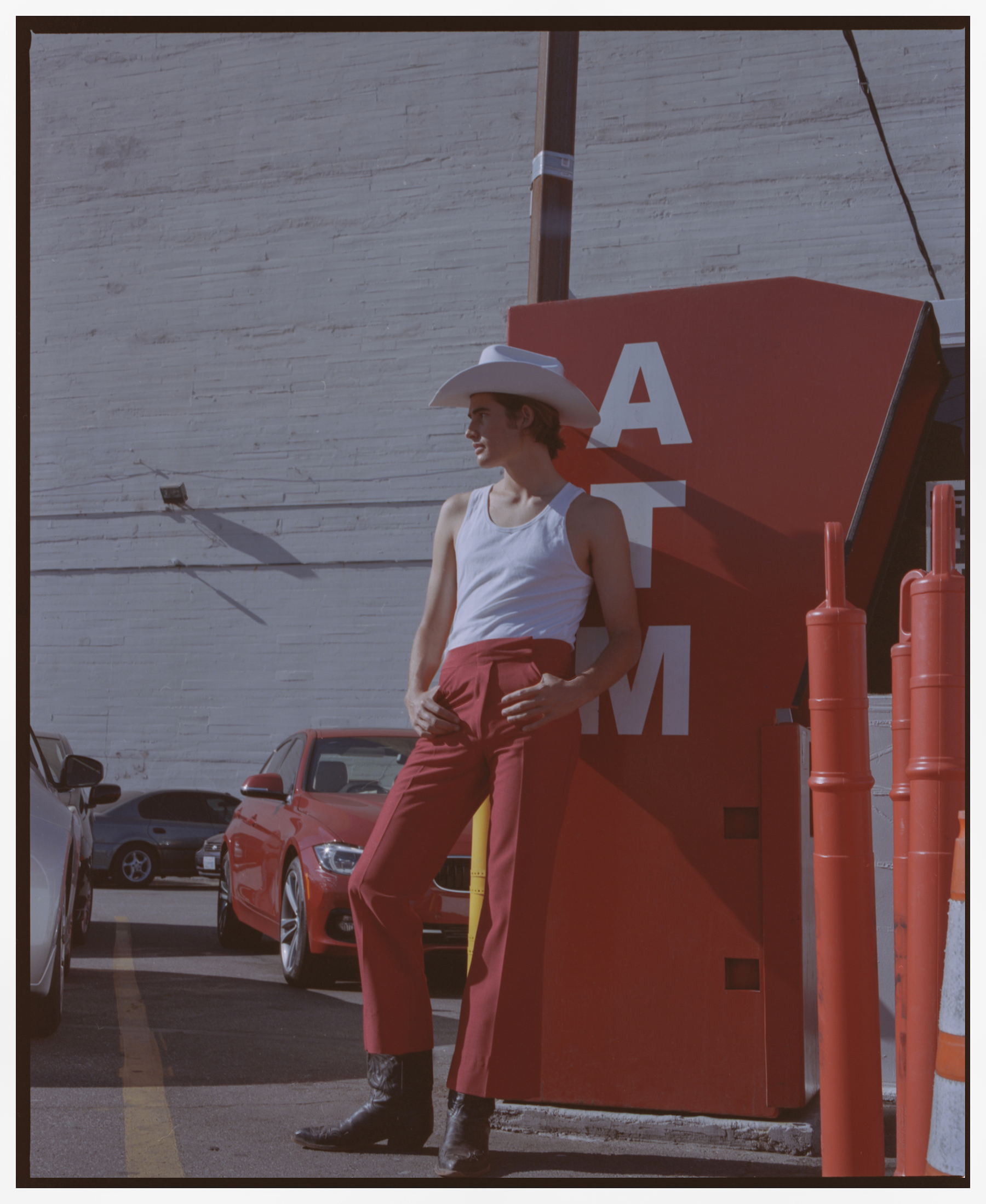 Midnight Cowboy fashion editorial - red jeans
