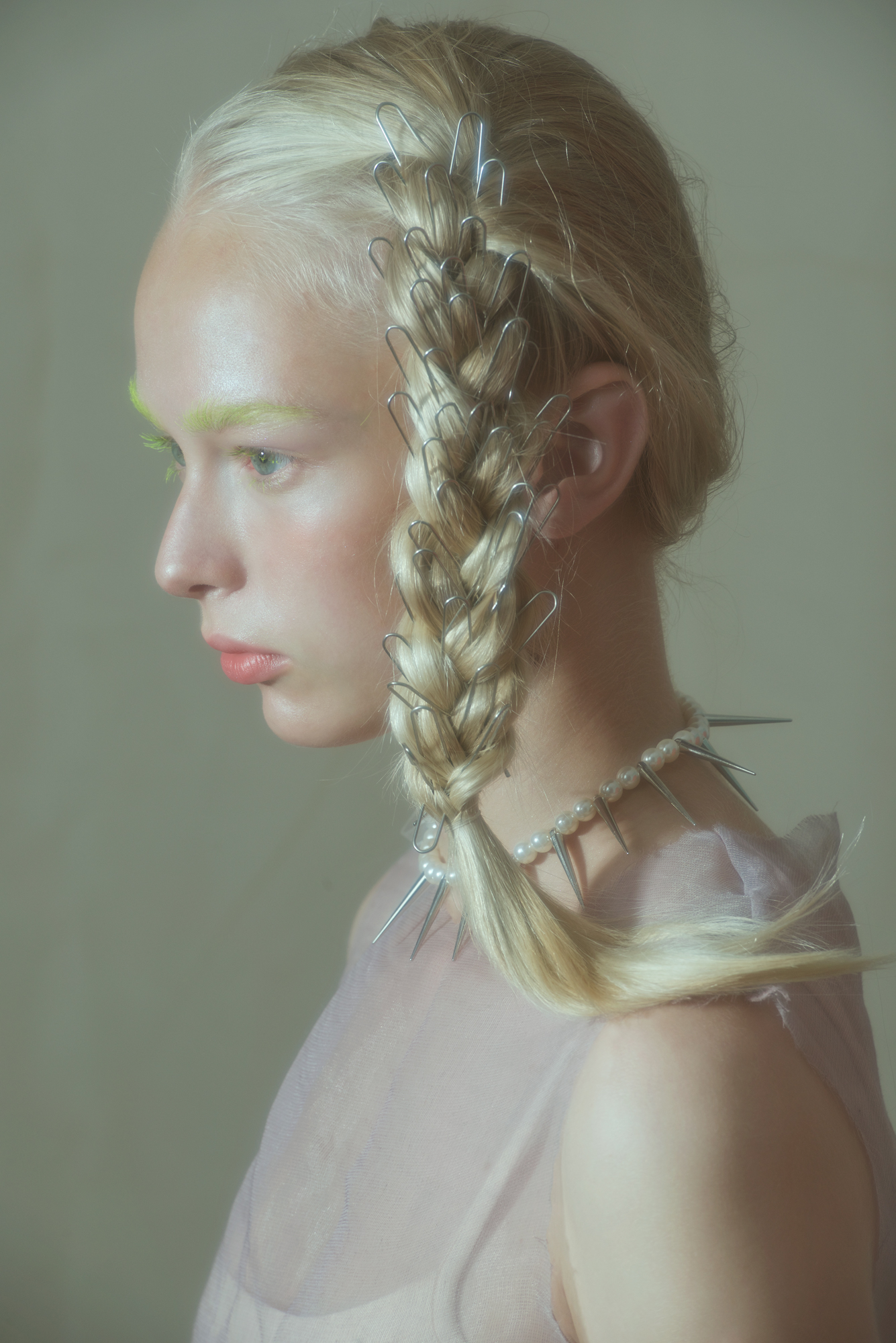 Mermaid beauty editorial - paperclip plait