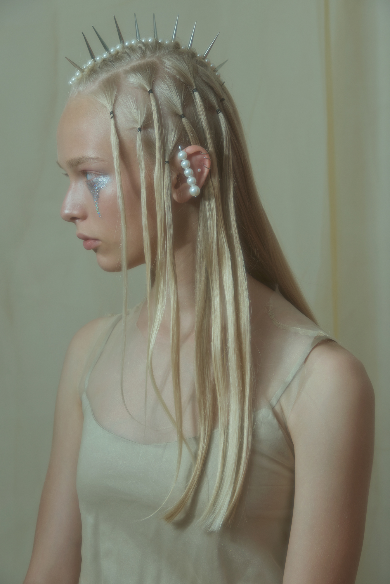 Mermaid beauty editorial - metal ear attachment