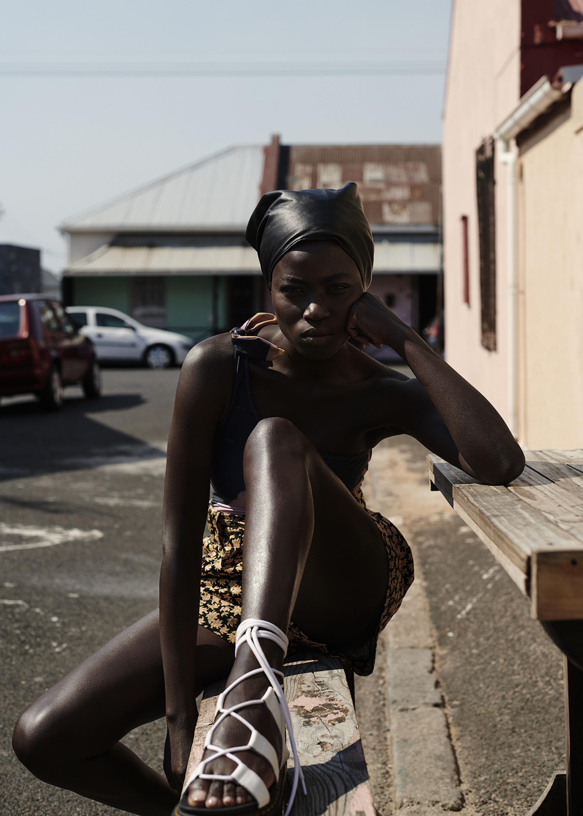Model Olivia Sang wearing sandals