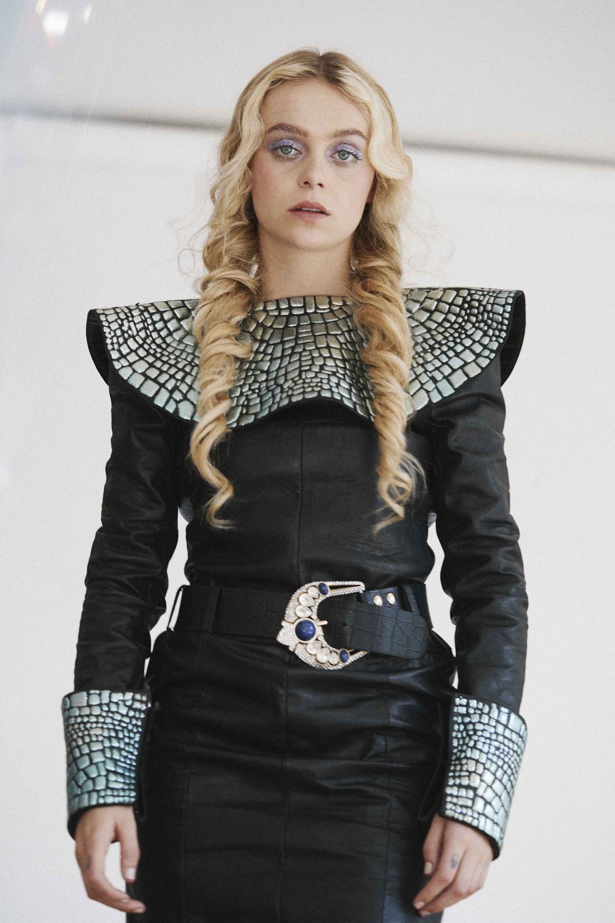 Betty Belle wearing Chanel Pre-Fall 2019 in Summer 2019 issue in shoulder pad