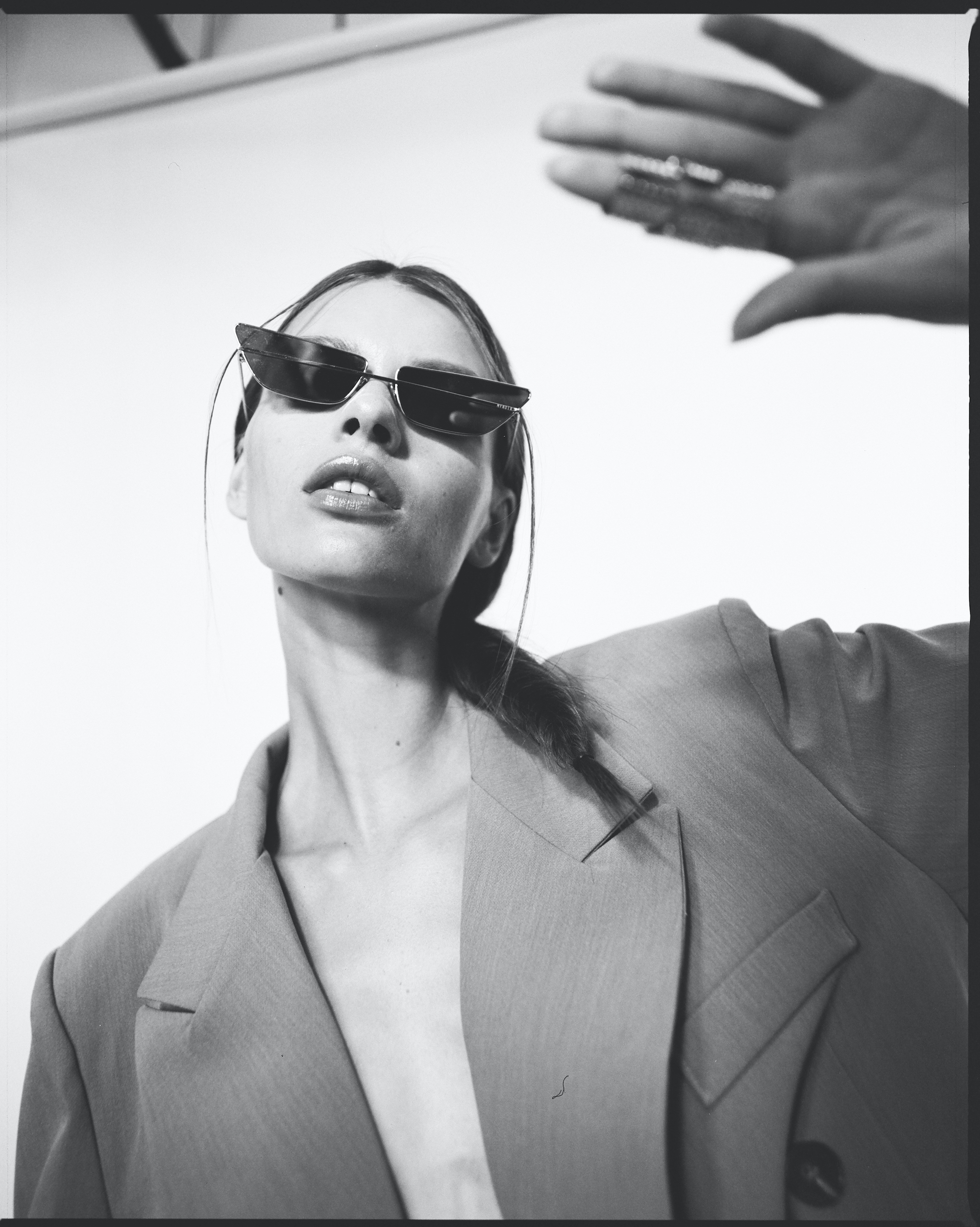 Super Agent by Beata Kanter Erika Laba Black And White Sunglasses
