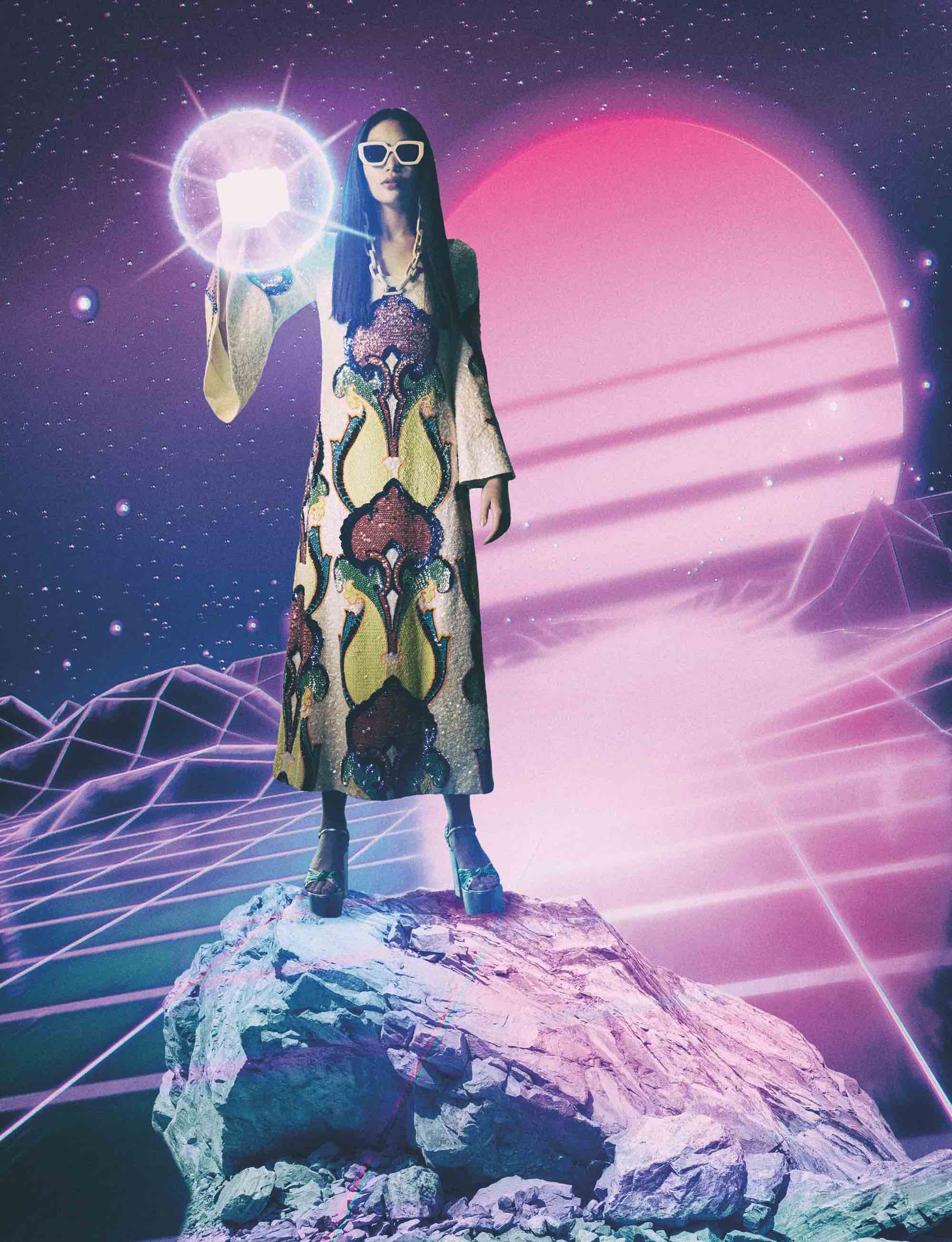 Gucci fashion editorial Spring issue 60s style dress