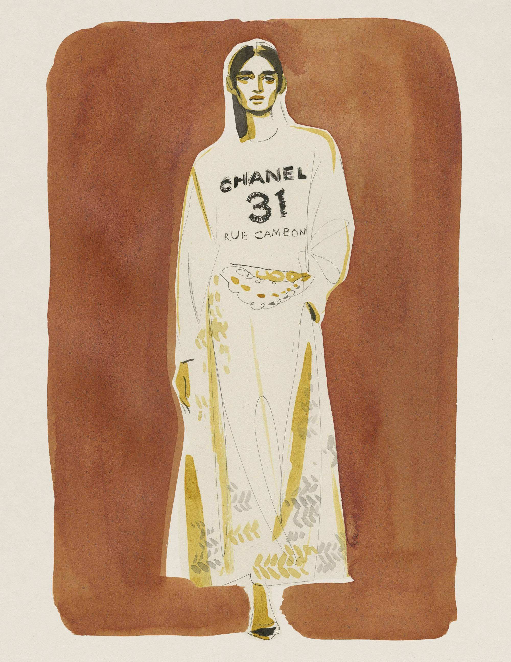 Chanel illustrated cover brown drawing