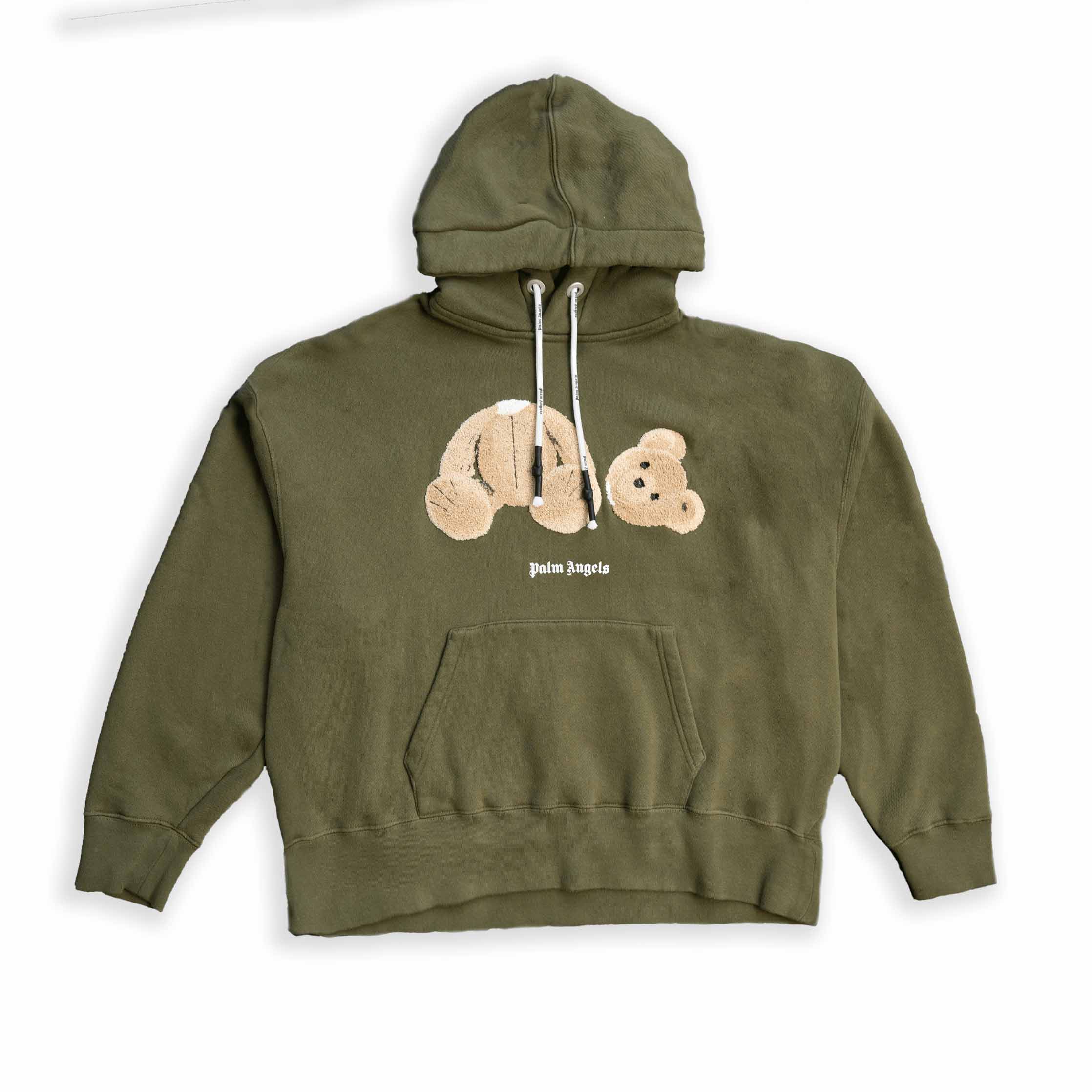Palm Angels Bear Hoodie Military Green